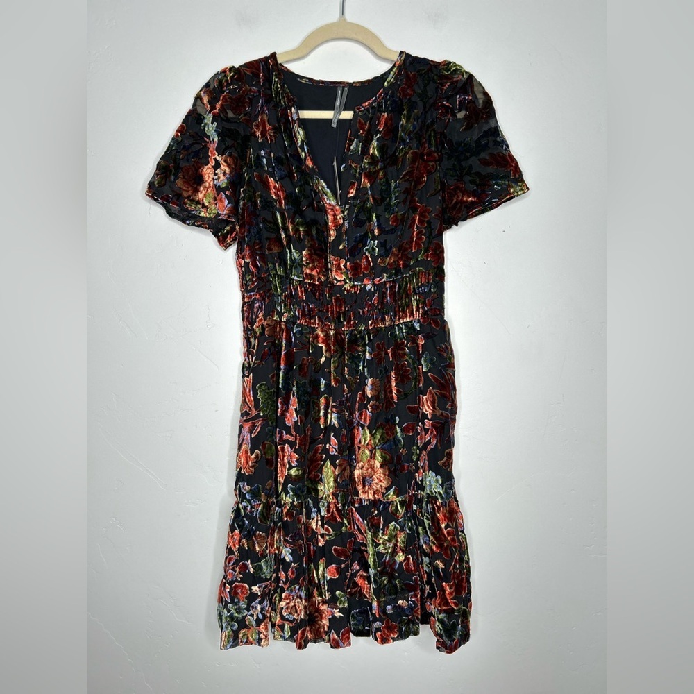 NWT Anthropologie Somerset Floral Velvet Mini Dress Size Small Boho Fall Event - Picture 4 of 14